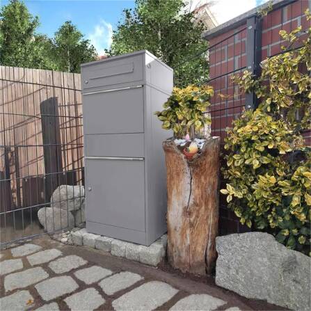 Metzler Cassetta delle lettere con box per pacchi | Grigio | con fessura per lettere | per pacchi fino alla dimensione M | antiruggine | Bispo