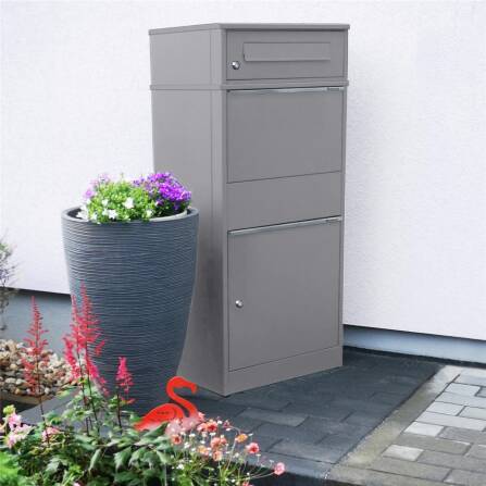 Metzler Cassetta delle lettere con box per pacchi | Grigio | con fessura per lettere | per pacchi fino alla dimensione M | antiruggine | Bispo