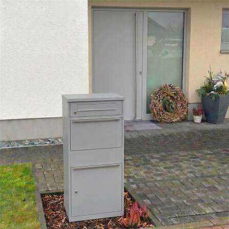 Metzler Cassetta delle lettere con box per pacchi | Grigio | con fessura per lettere | per pacchi fino alla dimensione M | antiruggine | Bispo