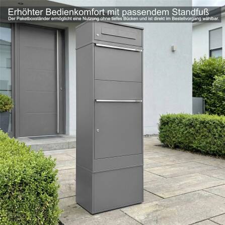 Metzler Cassetta delle lettere con box per pacchi | Grigio | con fessura per lettere | per pacchi fino alla dimensione M | antiruggine | Bispo