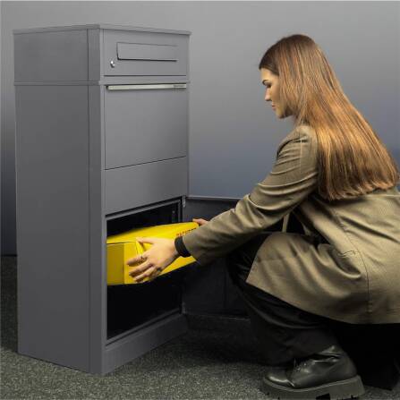 Metzler Cassetta delle lettere con box per pacchi | Grigio | con fessura per lettere | per pacchi fino alla dimensione M | antiruggine | Bispo