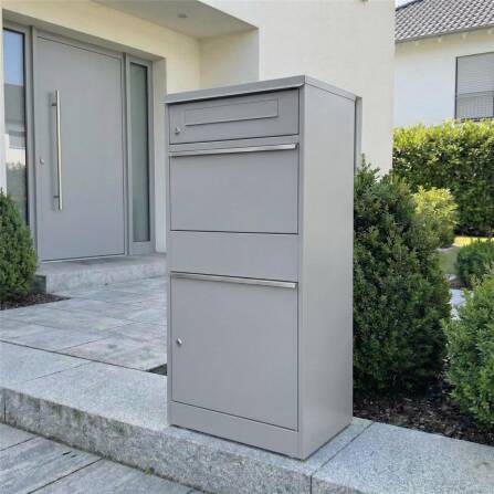 Metzler Cassetta delle lettere con box per pacchi | Grigio | con fessura per lettere | per pacchi fino alla dimensione M | antiruggine | Bispo