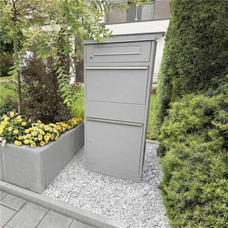Metzler Cassetta delle lettere con box per pacchi | Grigio | con fessura per lettere | per pacchi fino alla dimensione M | antiruggine | Bispo