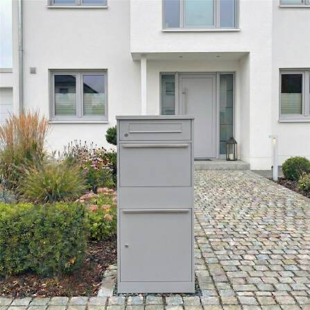 Metzler Cassetta delle lettere con box per pacchi | Grigio | con fessura per lettere | per pacchi fino alla dimensione M | antiruggine | Bispo