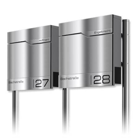 Metzler Edelstahl Standbriefkasten Mehrfamilienhaus mit hochwertigem Stahlkorpus und gebürsteter Edelstahlfront | Siebert