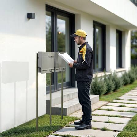 Metzler Edelstahl Standbriefkasten Mehrfamilienhaus mit hochwertigem Stahlkorpus und gebürsteter Edelstahlfront | Siebert