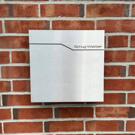 Metzler Briefkasten mit Edelstahlfront | personalisiert mit Gravur | Edelstahl-Namensschild | mit Zeitungsfach | Ebenhard