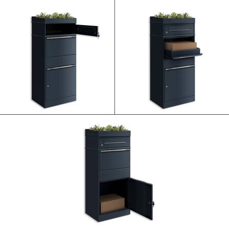 Metzler Paketbox mit Briefkasten | mit Pflanzdach | mit Briefeinwurf | für Pakete bis zur Größe M | rostfrei | Bispo