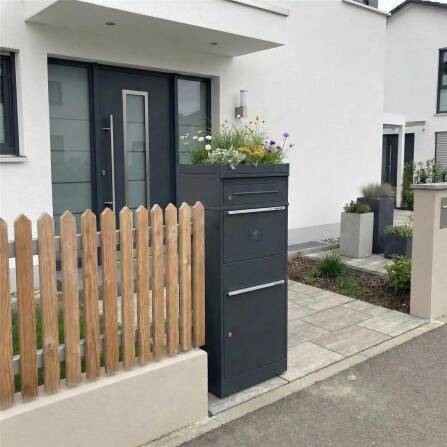 Metzler Paketbox mit Briefkasten | mit Pflanzdach | mit Briefeinwurf | für Pakete bis zur Größe M | rostfrei | Bispo