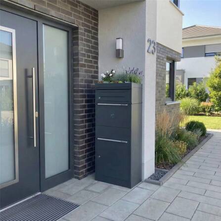 Metzler Paketbox mit Briefkasten | mit Pflanzdach | RAL 7016 Anthrazitgrau| mit Briefeinwurf | für Pakete bis zur Größe M | rostfrei | Bispo