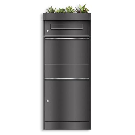 Metzler cassetta postale pacchi con tetto piantumato | con inserto per lettere | DB 703 ferro micaceo | per pacchi fino alla misura M | inox | Bispo