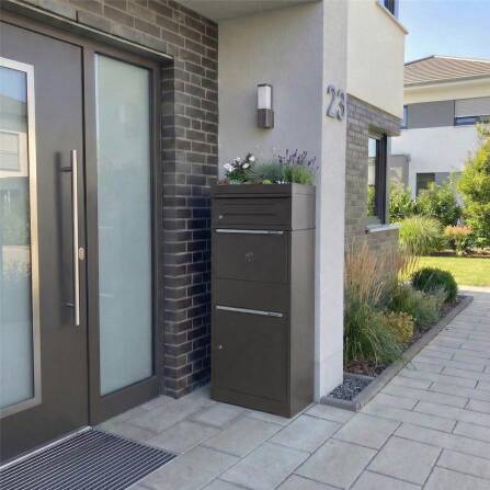 Metzler cassetta postale pacchi con tetto piantumato | con inserto per lettere | DB 703 ferro micaceo | per pacchi fino alla misura M | inox | Bispo