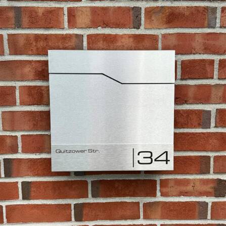 Metzler Briefkasten mit Edelstahlfront | personalisiert mit Gravur | Edelstahl-Namensschild | mit Zeitungsfach | Enno