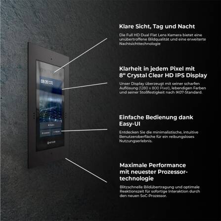 Metzler Türsprechanlage mit Kamera | Gesichtserkennung | Touch-Display | Live-HD-Video | Ein- und Mehrfamilien | Eisenglimmer | SDM10X