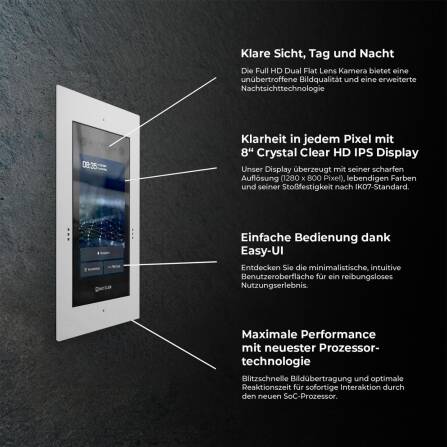 Impianto citofonico Metzler con videocamera | Riconoscimento facciale | Touch display | Video live HD | Per singole e più famiglie | Bianco | SDM10X