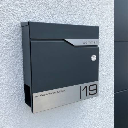 Metzler Briefkasten mit Funkklingel | personalisiert mit Gravur | Edelstahl-Namensschild | mit Zeitungsfach | Siebert