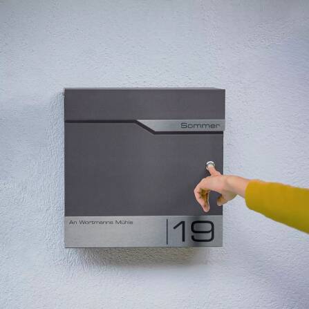 Metzler cassetta delle lettere con campanello wireless | personalizzata con incisione | Eisenglimmer | targhetta in acciaio inox con nome | con scomparto per giornali | Siebert
