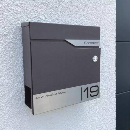 Metzler cassetta delle lettere con campanello wireless | personalizzata con incisione | Eisenglimmer | targhetta in acciaio inox con nome | con scomparto per giornali | Siebert