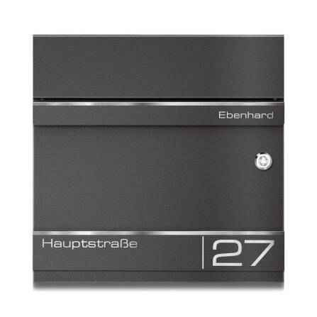 Metzler Briefkasten mit Funkklingel | personalisiert mit Gravur | Eisenglimmer | Edelstahl-Namensschild | mit Zeitungsfach | Hermann