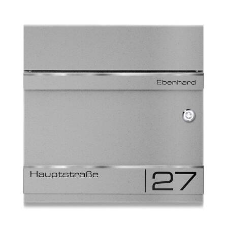Metzler Briefkasten mit Funkklingel | personalisiert mit Gravur | Grau | Edelstahl-Namensschild | mit Zeitungsfach | Hermann