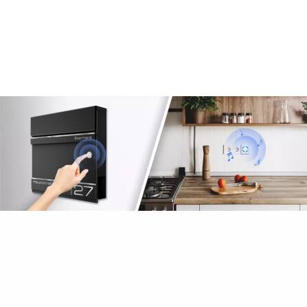 Metzler cassetta delle lettere con campanello wireless | personalizzata con incisione | Nero | targhetta nome in acciaio inox | con vano giornali | Hermann