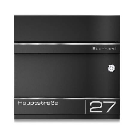 Metzler cassetta delle lettere con campanello wireless | personalizzata con incisione | Nero | targhetta nome in acciaio inox | con vano giornali | Hermann