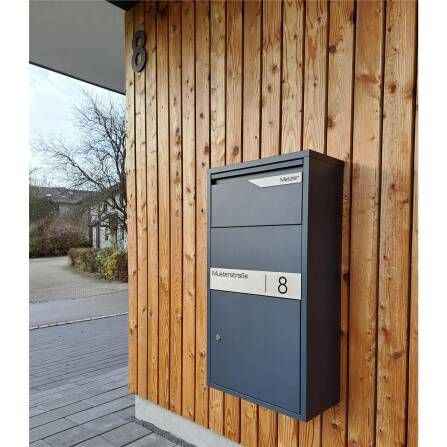 Metzler Boîte à colis | personnalisée avec gravure | Plaque de nom en acier inoxydable | inoxydable et massive | Avalon 2