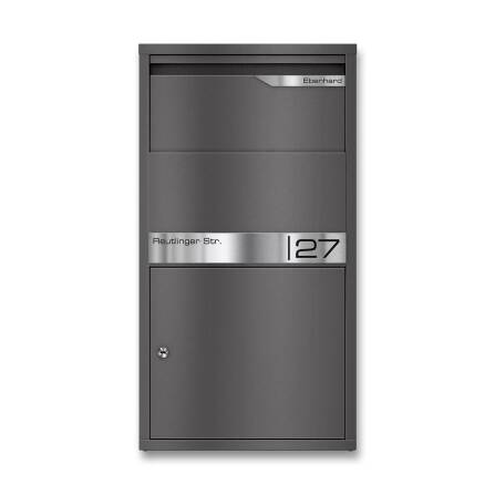 Metzler Boîte à colis | personnalisée avec gravure | Mica de fer | Plaque de nom en acier inoxydable | inoxydable & massive | Avalon 2