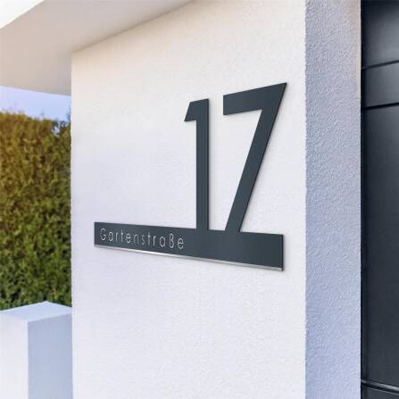 Metzler Schriftzug in Anthrazit | personalisiert mit Straße und Hausnummer | Ella