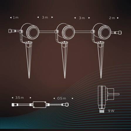 Outdoor Spotlight Set | 3 Spots | Smart | LED RGB+Warmweiß