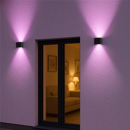 Up-Down-Light Cube | Smart | Wandleuchte in Schwarz | LED RGB+Warmweiß