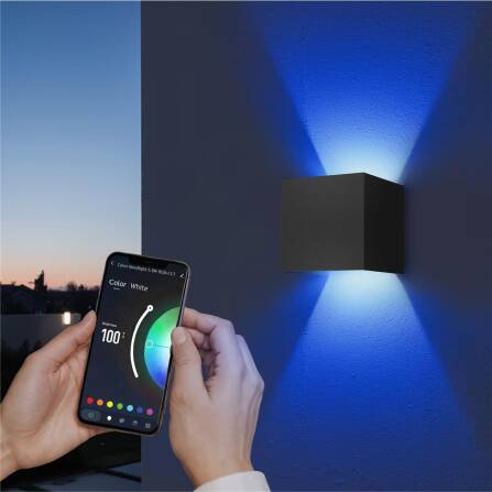 Up-Down-Light Cube | Smart | Wandleuchte in Schwarz | LED RGB+Warmweiß