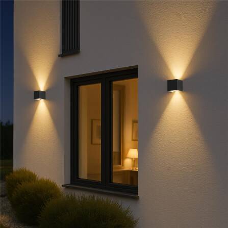 Up-Down-Light Cube | Smart | Wandleuchte in Schwarz | LED RGB+Warmweiß