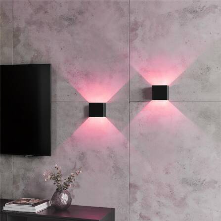 Up-Down-Light Cube | Smart | Wandleuchte in Schwarz | LED RGB+Warmweiß