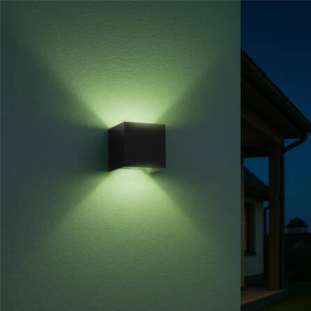 Up-Down-Light Cube | Smart | Wandleuchte in Schwarz | LED RGB+Warmweiß