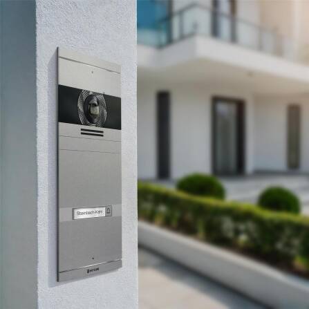 Metzler VDM10 2.0 Video-Türsprechanlage mit austauschbarem Namensschild | Grau | 1 Klingeltaster | Neo