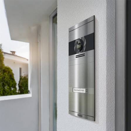 Metzler VDM10 2.0 Interphones vidéo avec plaque de nom échangeables | Acier inoxydable | 1 bouton de sonnette | Neo