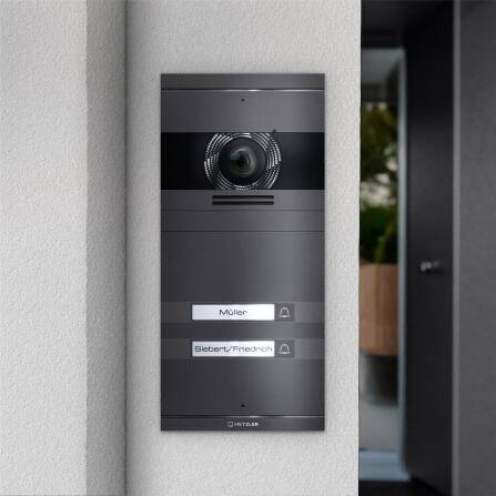 Metzler VDM10 2.0 Video-Türsprechanlage mit austauschbarem Namensschild | Eisenglimmer | 2 Klingeltaster | Neo