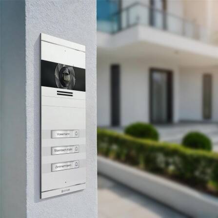 Metzler VDM10 2.0 Videocitofono con targhetta portanome intercambiabile | Bianco | 3 pulsanti campanello | Neo