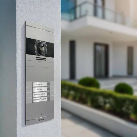 Metzler VDM10 2.0 Video-Türsprechanlage mit austauschbarem Namensschild | Grau | 4 Klingeltaster | Neo