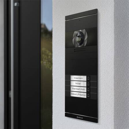 Metzler VDM10 2.0 Video-Türsprechanlage mit austauschbarem Namensschild | Schwarz | 4 Klingeltaster | Neo