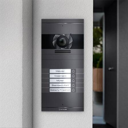 Metzler VDM10 2.0 Video-Türsprechanlage mit austauschbarem Namensschild | Eisenglimmer | 5 Klingeltaster | Neo