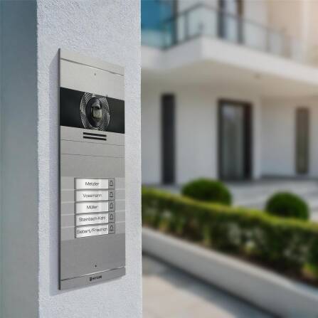 Metzler VDM10 2.0 Video-Türsprechanlage mit austauschbarem Namensschild | Grau | 5 Klingeltaster | Neo