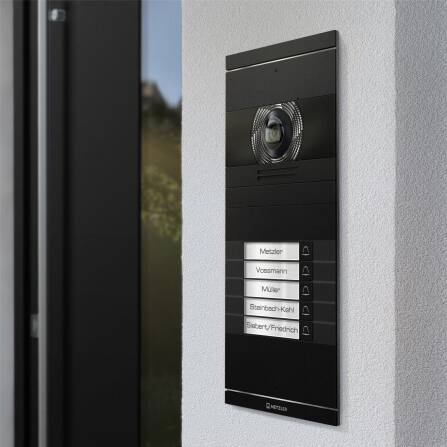 Metzler VDM10 2.0 Interphone vidéo avec plaqes de nom échangeables | Noir | 5 boutons de sonnettes | Neo