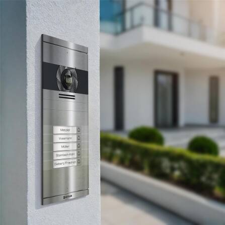 Metzler VDM10 2.0 Video-Türsprechanlage mit austauschbarem Namensschild | Edelstahl | 5 Klingeltaster | Neo