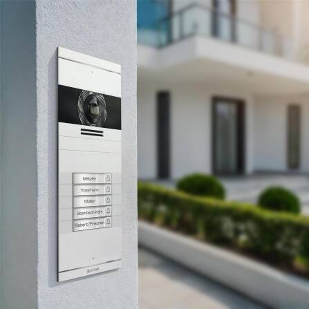 Metzler VDM10 2.0 Video-Türsprechanlage mit austauschbarem Namensschild | Weiß | 5 Klingeltaster | Neo