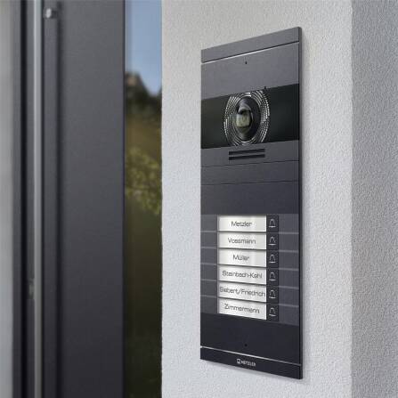 Metzler VDM10 2.0 Video-Türsprechanlage mit austauschbarem Namensschild | Eisenglimmer | 6 Klingeltaster | Neo