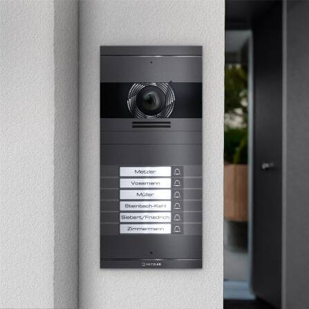 Metzler VDM10 2.0 Video-Türsprechanlage mit austauschbarem Namensschild | Eisenglimmer | 6 Klingeltaster | Neo
