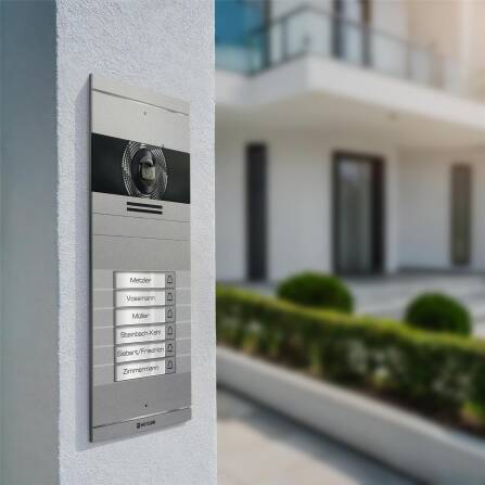 Metzler VDM10 2.0 Videocitofono con targhetta nome intercambiabile | Grigio | 6 pulsanti campanello | Neo