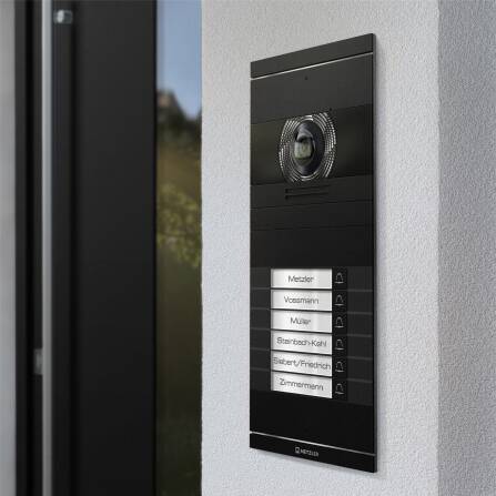 Metzler VDM10 2.0 Video-Türsprechanlage mit austauschbarem Namensschild | Schwarz | 6 Klingeltaster | Neo